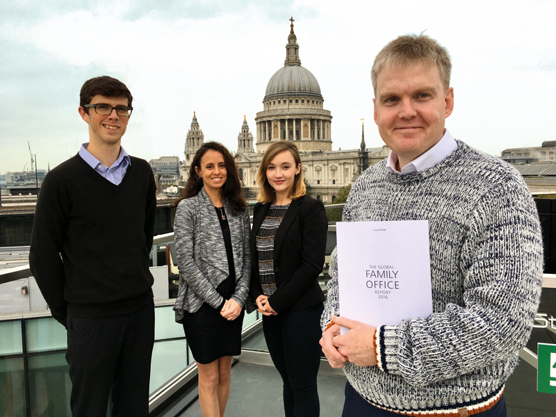 From left to right: Philip Blackburn, Brenda O?Donnell, Zuzanna Sojka, and Stuart Rutherford of Campden Wealth's research division 