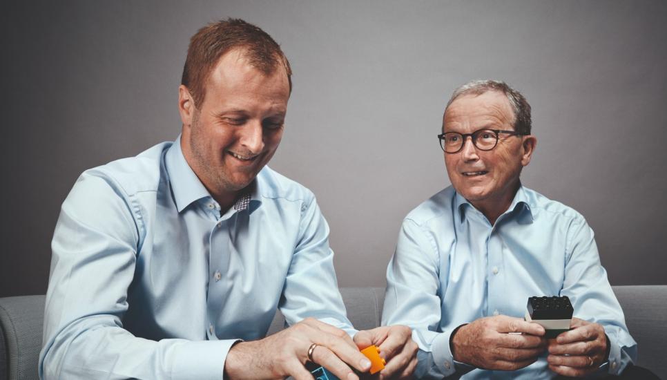 Thomas Kirk Kristiansen (left) will succeed his father Kjeld Kirk Kristiansen (right) in 2023.