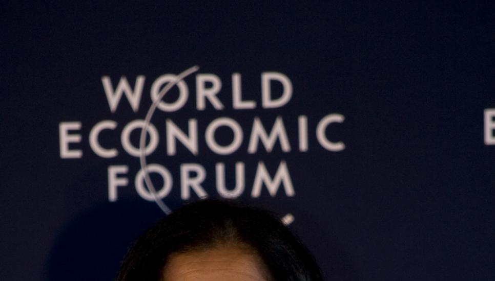 Lubna Olayan addressing the World Economic Forum