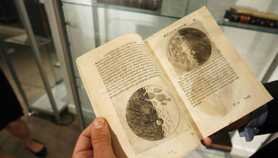 A book with sketches of the moon by Galileo Galilei