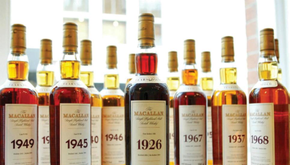 Macallan malts stretching from 1926 to 1972
