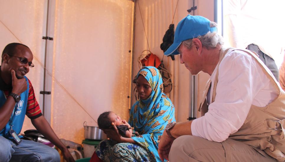 Ikea Foundation chief executive Per Heggenes visits a family in the Kobe refuge camp, Ethiopia